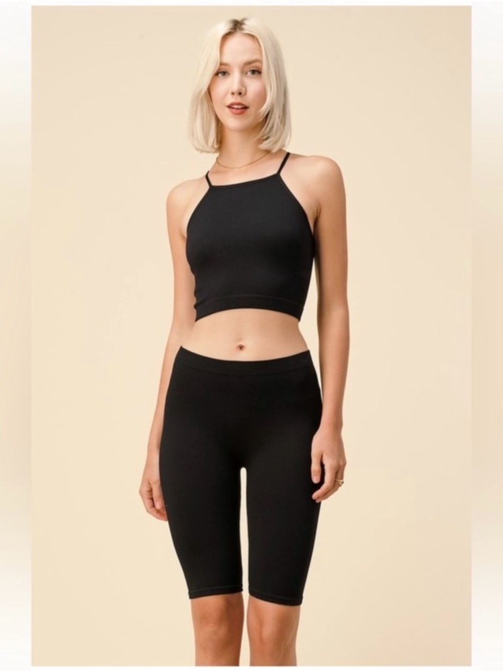 New Mix NWT S/M Black Ribbed Athletic Bike Shorts